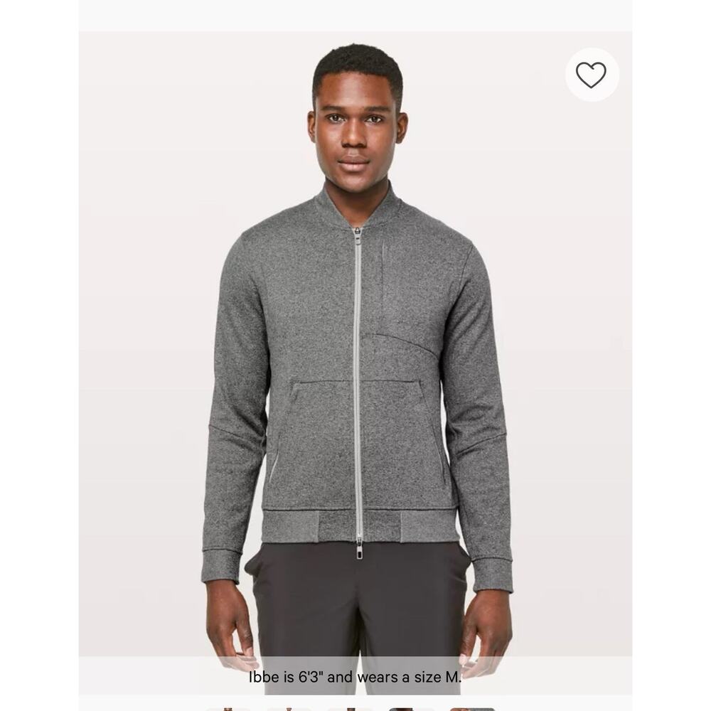 Lululemon Jacket Men Small City Sweat Bomber Gray Performance Preppy Gym Workout